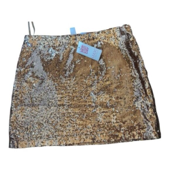 Lulus Women's Sequin Skirt Copper Short Pencil Party Size S - Picture 1 of 9